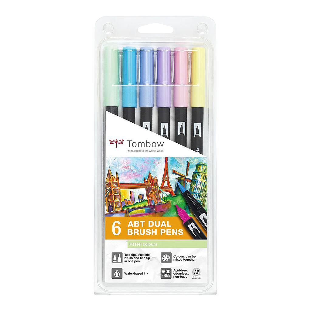 TABT-6P-2.jpg TOMBOW ABT DUAL BRUSH PEN 6PCS SET PASTEL COLOURS - Image 1