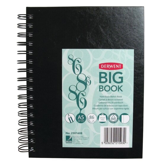 DRW2301608.jpg DERWENT BIG BOOK WIREBOUND 110G A5 PORTRAIT 86SH - Image 1