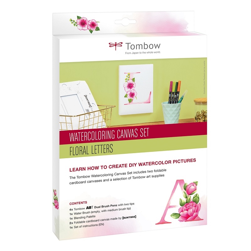 TCANVAS-SET2.jpg TOMBOW WATERCOLORING CANVAS SET FLORAL LETTERS - Image 1