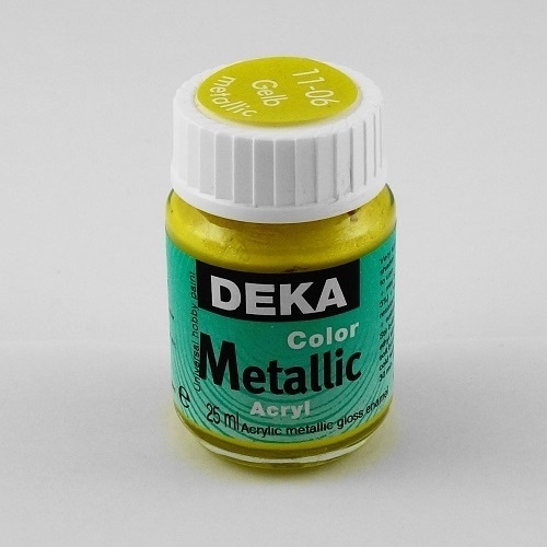 DK11-06.jpg DEKA COLOR METALLIC ACRYL PAINT 25ML YELLOW - Image 1