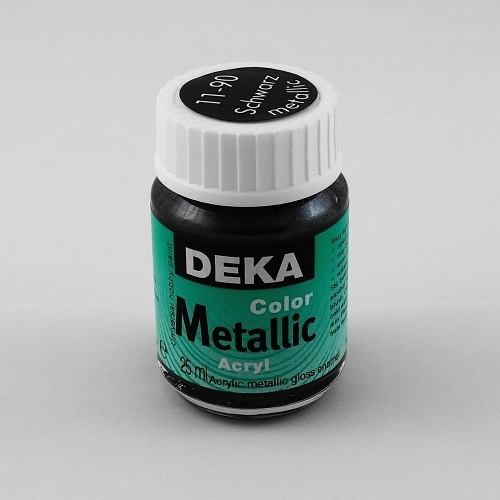 DK11-90.jpg DEKA COLOR METALLIC ACRYL PAINT 25ML BLACK - Image 1