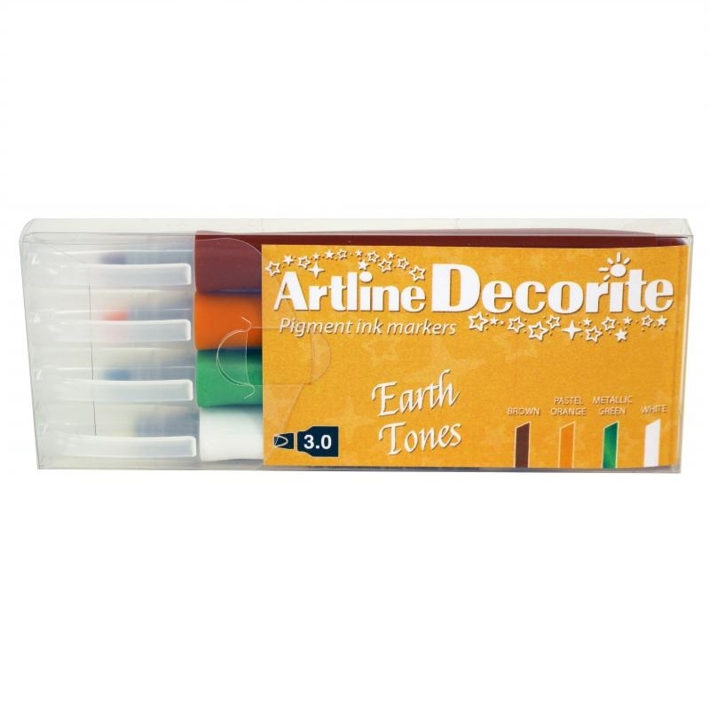 EDF-3W4-EARTH.jpg ARTLINE DECORITE MARKER 3.0MM EARTH SET OF 4 - Image 1