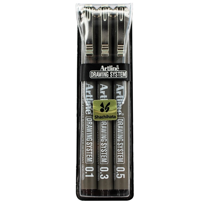 EK-230.3W1BLK.jpg ARTLINE DRAWING SYSTEM SET 0.1,3,5 BLACK - Image 1
