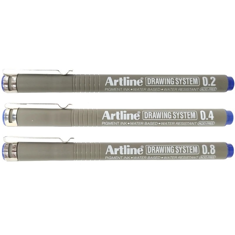 EK-230.3W2BL.jpg ARTLINE DRAWING SYSTEM SET 0.2,4,8 BLUE - Image 1