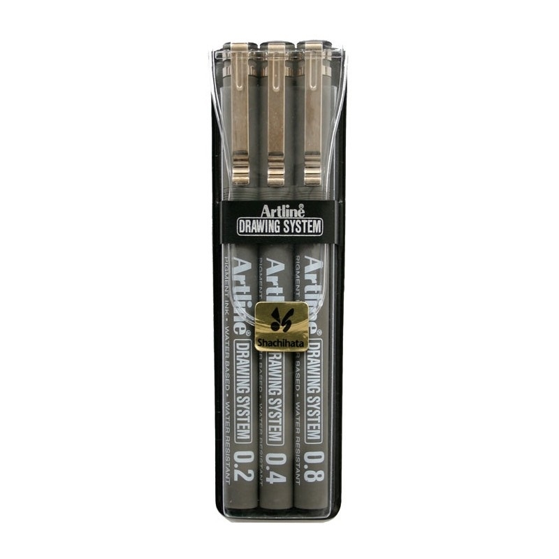 EK-230.3W2BLK.jpg ARTLINE DRAWING SYSTEM SET 0.2,4,8 BLACK - Image 1