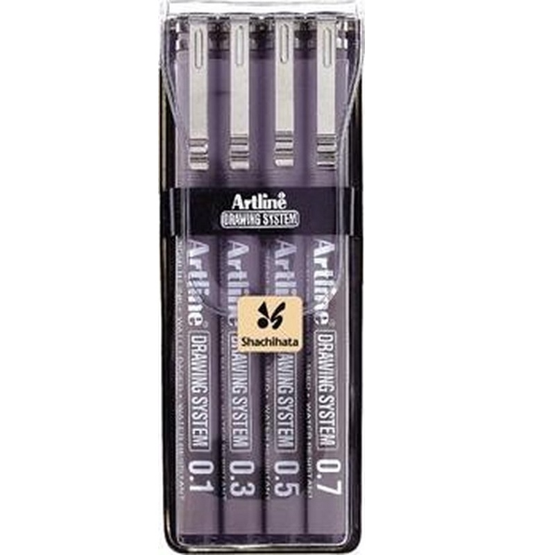 EK-230.4W1BLK.jpg ARTLINE DRAWING SYSTEM SET 0.1,3,5,7 BLACK - Image 1