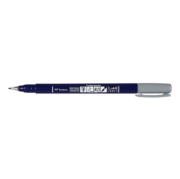 TWS-BH49.jpg TOMBOW FUDENOSUKE BRUSH PEN HARD TIP GREY - Image 1