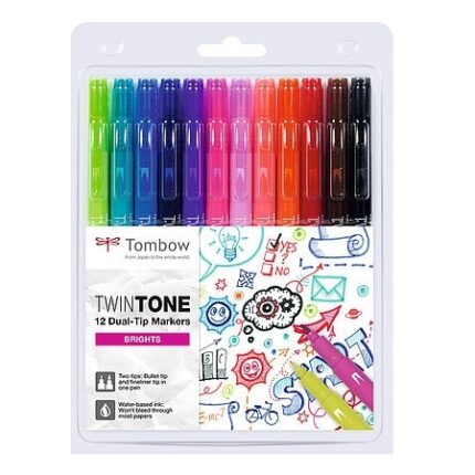 TOMBOW TWINTONE MARKER 12PCS SET BRIGHT COLOURS