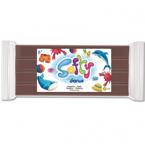 CP0870500800DA.jpg DARWI SOFTY MODELLING CLAY PLASTICINE 500G BROWN - Image 1