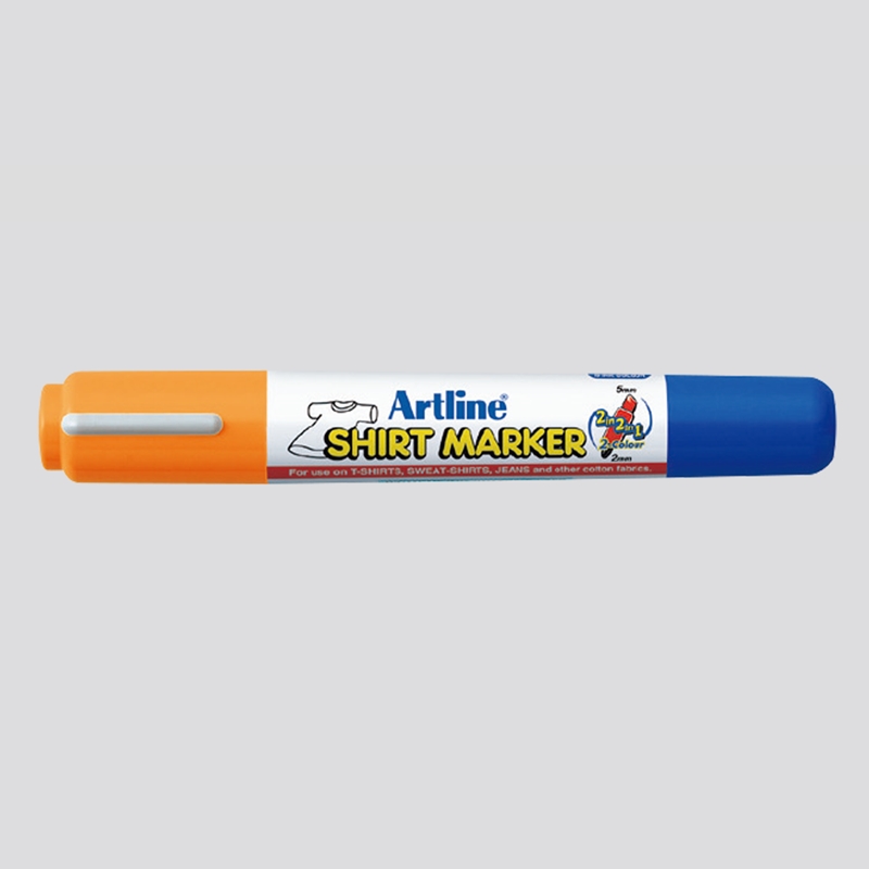 EKT-25TTFLORBL.jpg ARTLINE 2COLOUR T-SHIRT MARKER FL.ORANGE/BLUE - Image 1