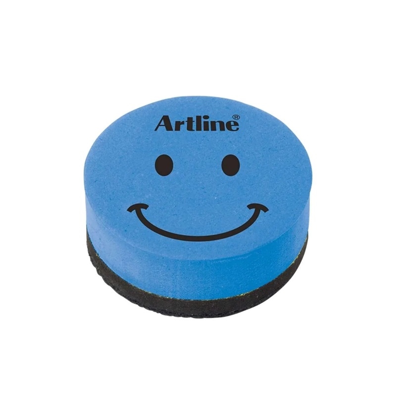 ERT-MMS-BL.jpg ARTLINE MAGNETIC WHITEBOARD ERASER SMILEY BLUE - Image 1