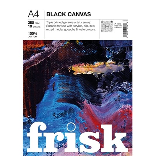 ARCO23280004.jpg FRISK BLACK CANVAS PAD A4 280G 10SH - Image 1