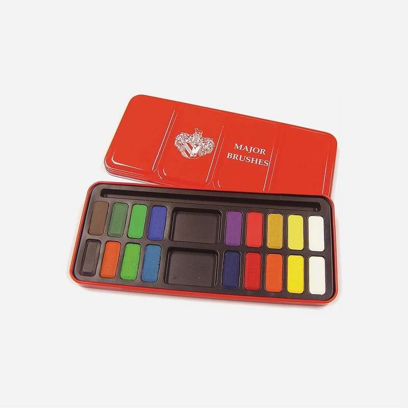 ARCO874791002.jpg MAJOR BRUSHES 18 BLOCK WATERCOLOUR TABLET TIN - Image 1