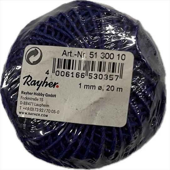 R5130010.jpg RAYHER DECO COTTON CORD 1MM/20M DARK BLUE - Image 1