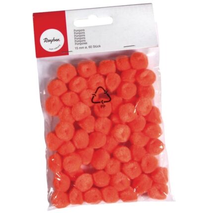 RAYHER POMPONS 15MM 60PCS ORANGE