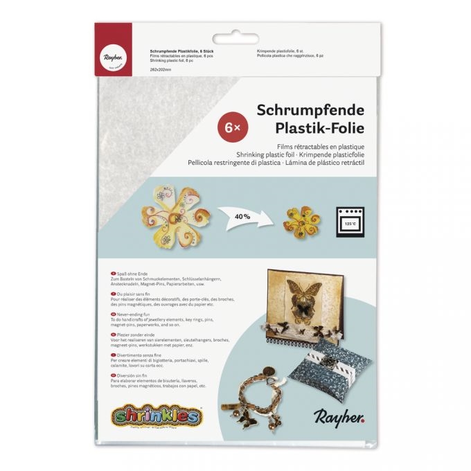 R89595701.jpg RAYHER SHRINKING PLASTIC FOIL 262X202MM 6PCS FROST - Image 1