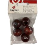 RAYHER WOODEN BEADS D.25MM 5PCS [10MM HOLE] DARK BROWN