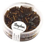 RAYHER GLASS STICK BEADS 7X2MM 15G DARK BROWN