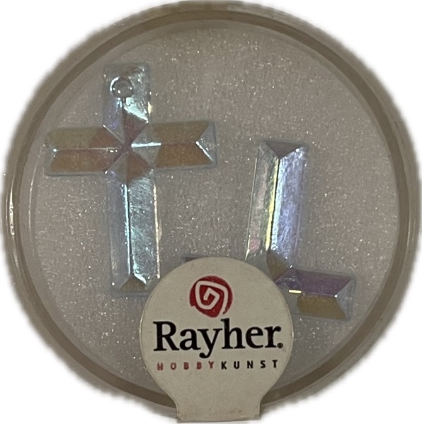 R14188825.jpg RAYHER JEWELLERY GLASS CROSS 25X18MM 2PCS AQUAMARINE - Image 1