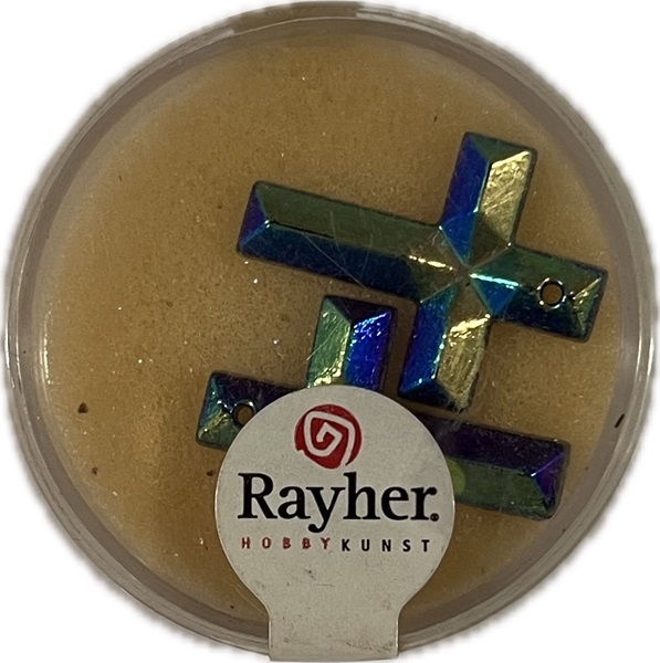 R14188850.jpg RAYHER JEWELLERY GLASS CROSS 25X18MM 2PCS ONYX - Image 1