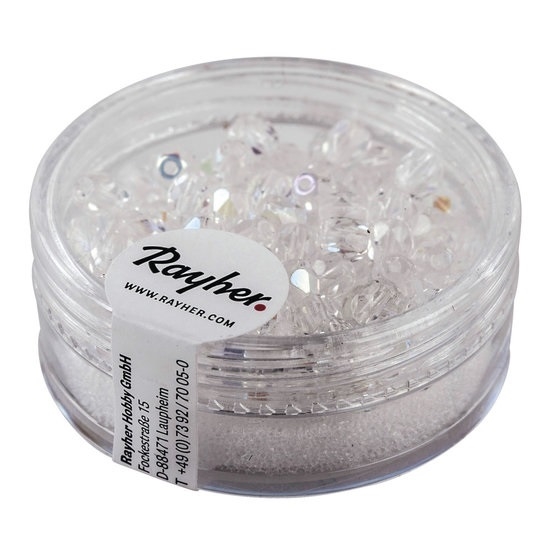 R14200801.jpg RAYHER GLASS CRYSTAL BEADS D.4MM 100PCS ROCK CRYSTAL - Image 1