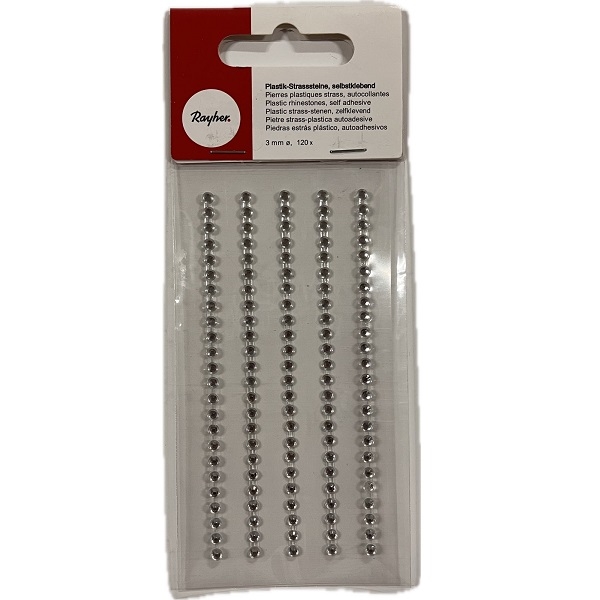 R1531837.jpg RAYHER PLASTIC RHINESTONES ADHESIVE D.3MM 120PCS CRYSTAL - Image 1