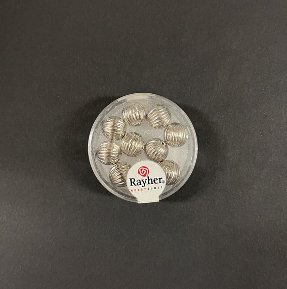 R1635222.jpg RAYHER GROOVED BEADS D.10MM 10PCS SILVER - Image 1