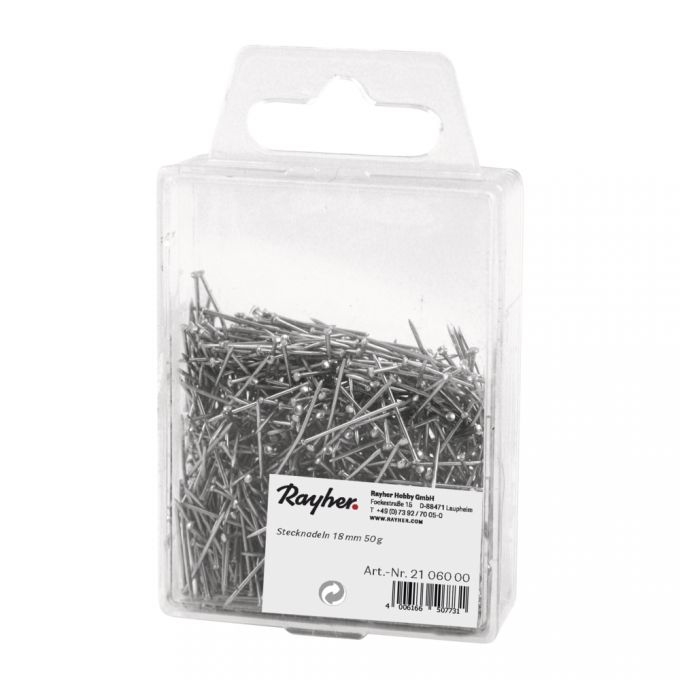 R2106000.jpg RAYHER PINS 50G/820PCS 18MM SILVER - Image 1
