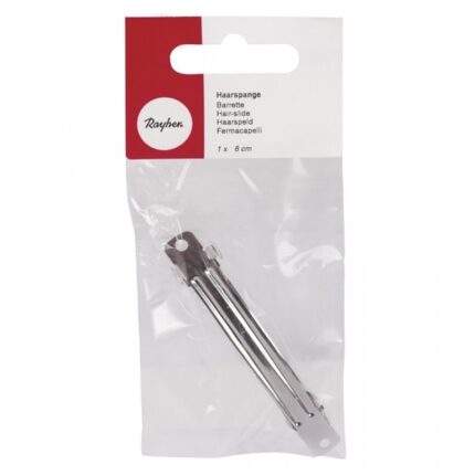 RAYHER METAL HAIR SLIDE 80MM PLATINUM