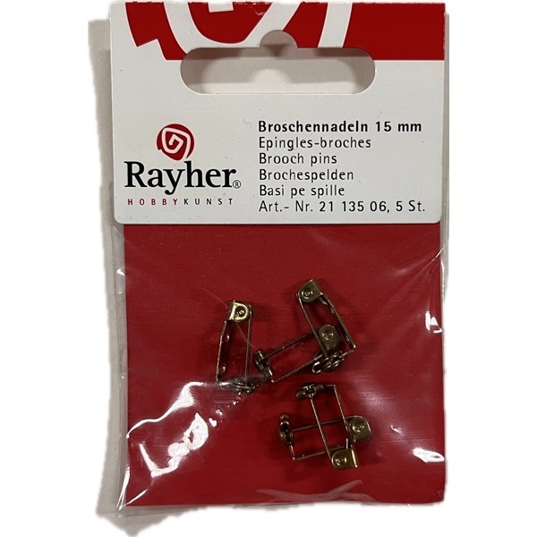 R2113506.jpg RAYHER JEWELLERY BROOCH PINS 15MM 5PCS GOLD - Image 1