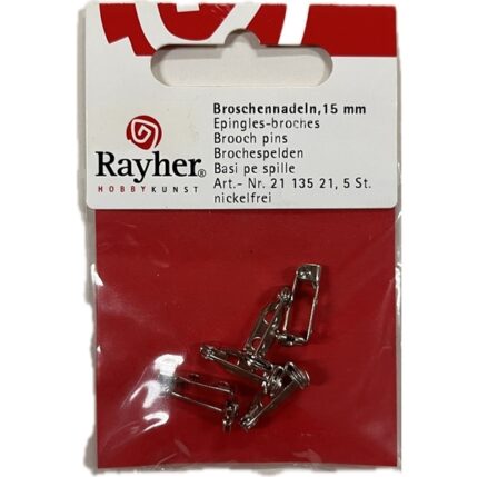 RAYHER JEWELLERY BROOCH PINS 15MM 5PCS PLATINUM