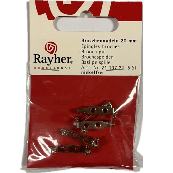 R2113721.jpg RAYHER JEWELLERY BROOCH PINS 20MM 5PCS PLATINUM - Image 1