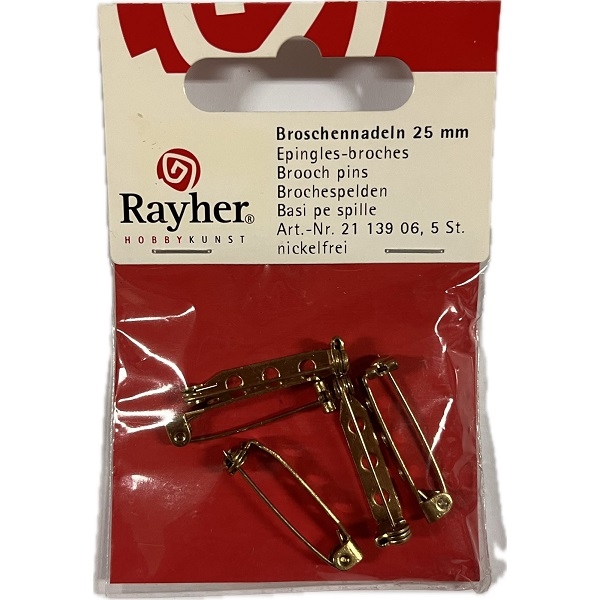R2113906.jpg RAYHER JEWELLERY BROOCH PINS 25MM 5PCS GOLD - Image 1