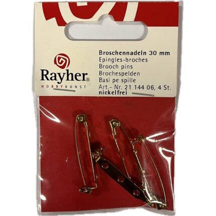 RAYHER JEWELLERY BROOCH PINS 30MM 4PCS GOLD