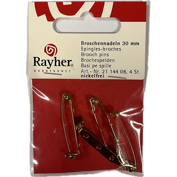 R2114406.jpg RAYHER JEWELLERY BROOCH PINS 30MM 4PCS GOLD - Image 1