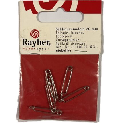 RAYHER JEWELLERY LOOP PINS 20MM 6PCS PLATINUM