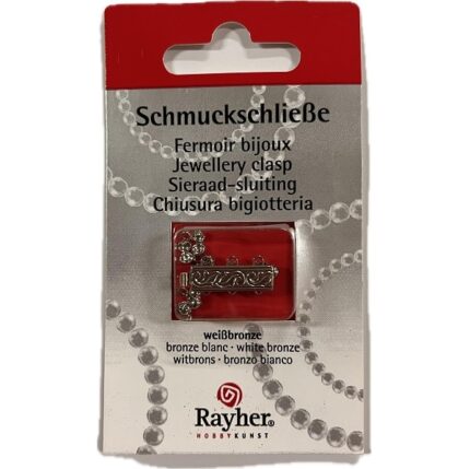 RAYHER JEWELLERY CLASP RECTANGLE 6X18.8MM [FOR 3ROWS] WHITE BRONZE