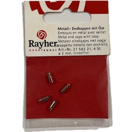 RAYHER JEWELLERY METAL END CAP D.2MM 4PCS [WITH LOOP] PLATINUM