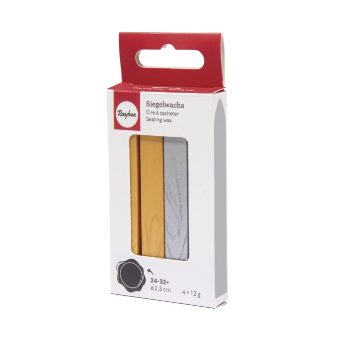 R32000999.jpg RAYHER SEALING WAX 4PCS GOLD/SILVER 4X12G - Image 1