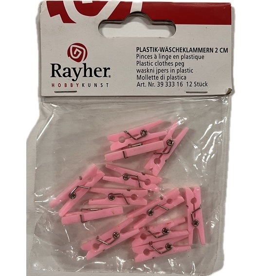 R3933316.jpg RAYHER PLASTIC CLOTHES PEGS 2CM 12PCS PALE PINK - Image 1