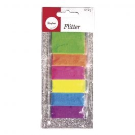 R39417000.jpg RAYHER GLITTER BAG 6X2G FLUORESCENT MIX - Image 1