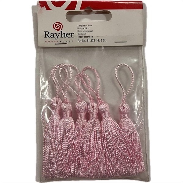 R5127216.jpg RAYHER DECORATING TASSEL 5CM 6PCS PALE PINK - Image 1