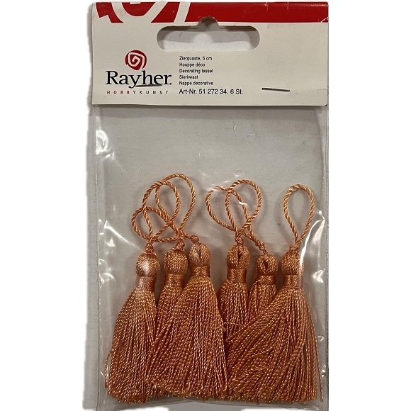 R5127234.jpg RAYHER DECORATING TASSEL 5CM 6PCS ORANGE - Image 1