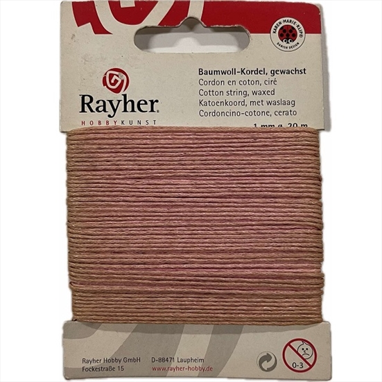 R5169133.jpg RAYHER COTTON CORD WAXED 1MM/20M PINK - Image 1