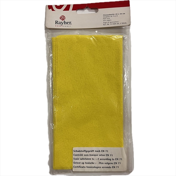 R5300420.jpg RAYHER FELT CUT 20X30CM 2PCS YELLOW - Image 1