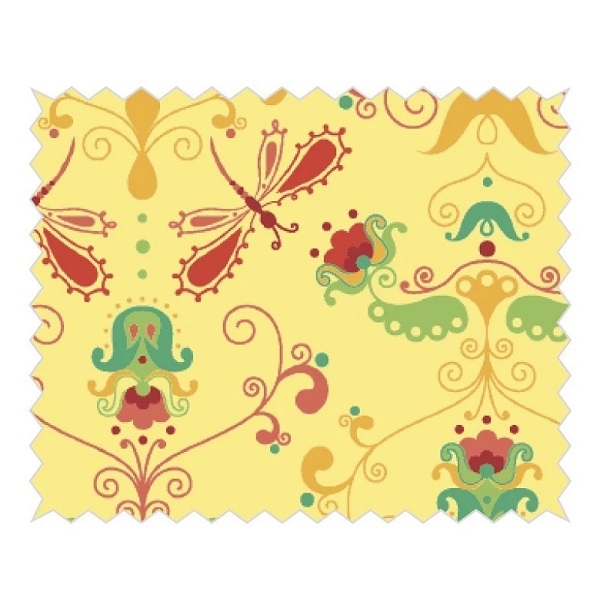 R53516161.jpg RAYHER COTTON FABRIC 50X65CM DRAGONFLY YELLOW - Image 1