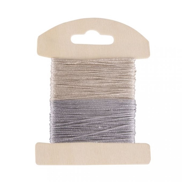 R55895000.jpg RAYHER MICA DECO CORD D.1MM 2X8M LIGHT GOLD/SILVER - Image 1