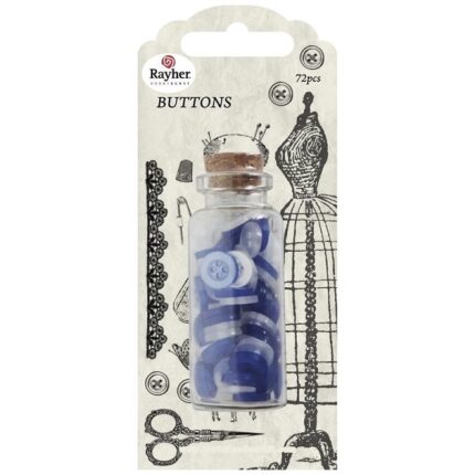 RAYHER BUTTONS 72PCS BLUE/WHITE