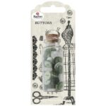 RAYHER BUTTONS 72PCS GREEN/WHITE