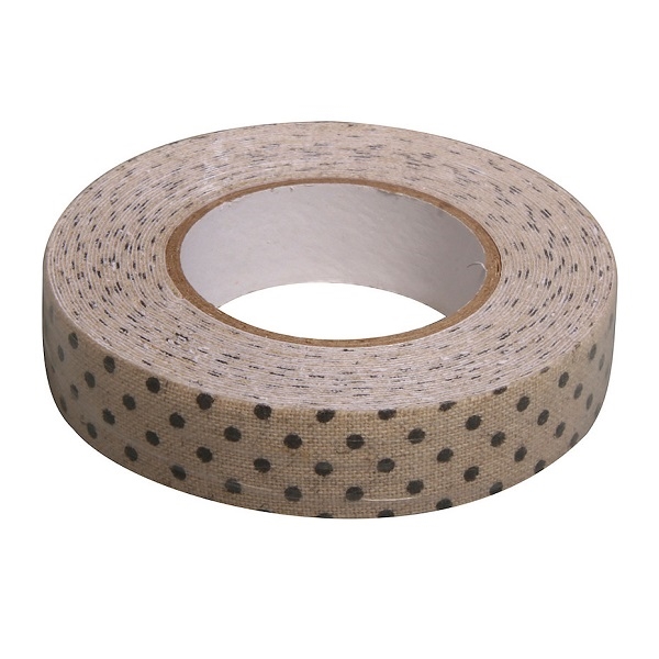R58397508.jpg RAYHER FABRIC TAPE LINEN 15MMX2.5M BLACK DOTS BEIGE - Image 1
